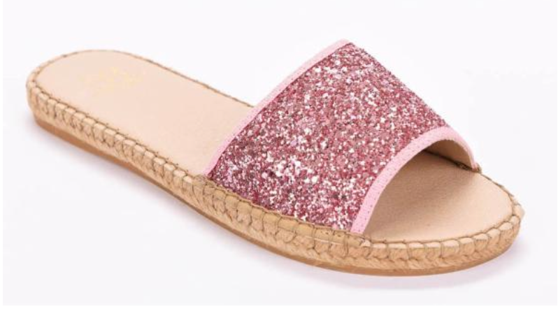 Candice Pink Glitter Slide Espadrille Sandal Shop high quality