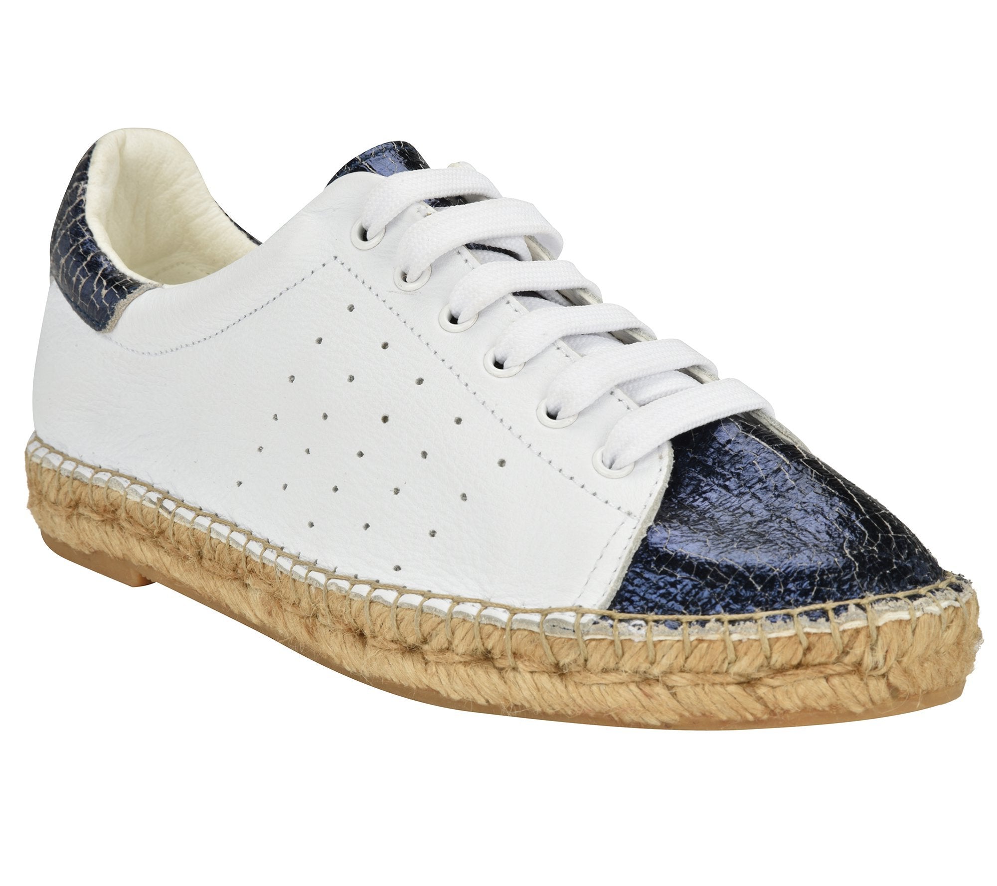 Terra Blue Cracked leather Espadrille Sneaker Shop high quality